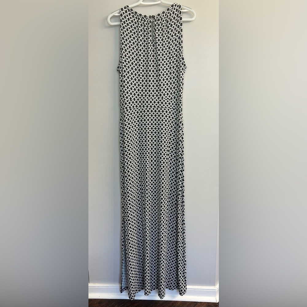 Banana Republic Geometric Black White Sleeveless Maxi Dress Sz M Classic Career - Picture 2 of 11